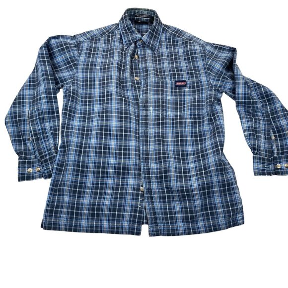 Genuine Dickies Mens Plaid Button-Up Shirt Size M Long Sleeve Cotton/Polyester B - Picture 1 of 7